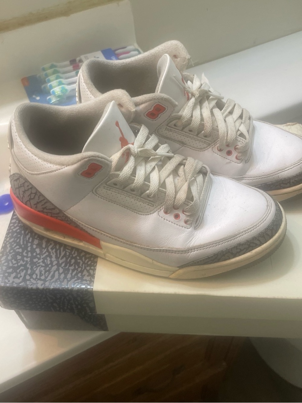 Nike White and Red-Accent Low Top Sneakers
